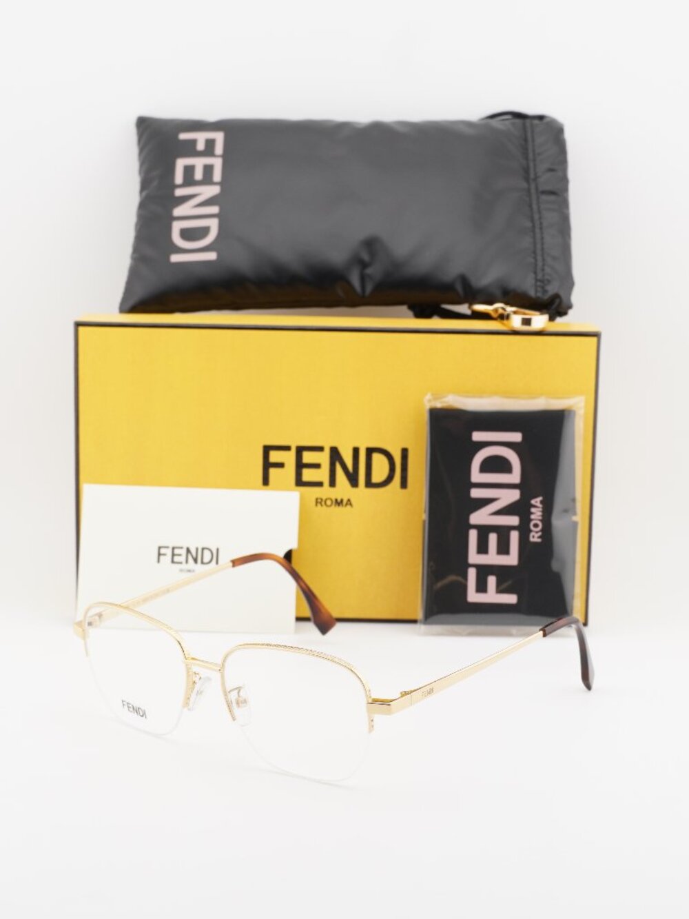 Fendi FE50106F 030 Square Eyeglasses 54mm - Gold